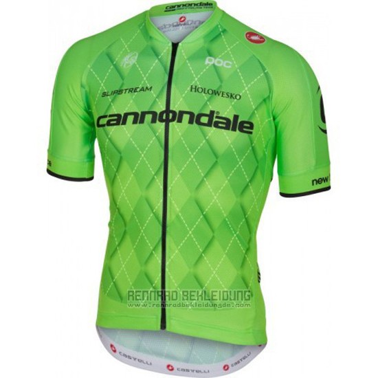 2016 Fahrradbekleidung Cannondale Shwarz und Grun Trikot Kurzarm und Tragerhose